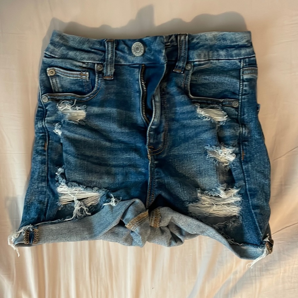 american eagle ripped jean shorts